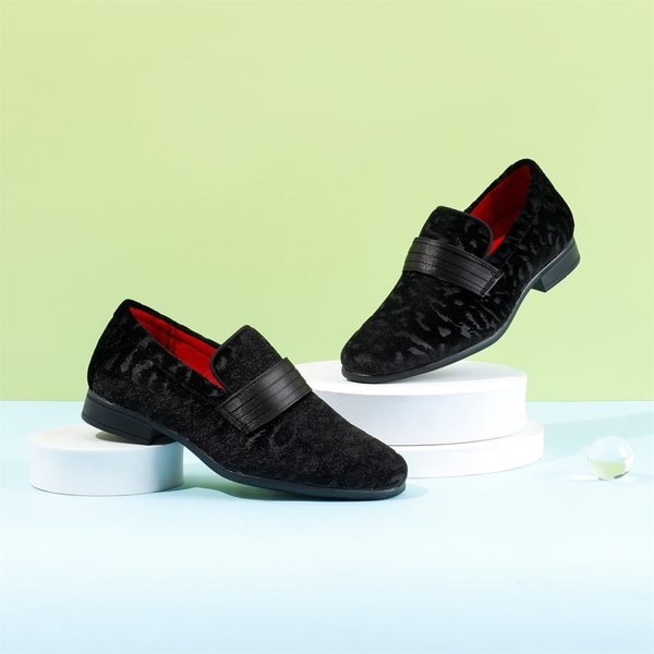Boys' Slip-On Formal Dress Loafers - BLACK - 1